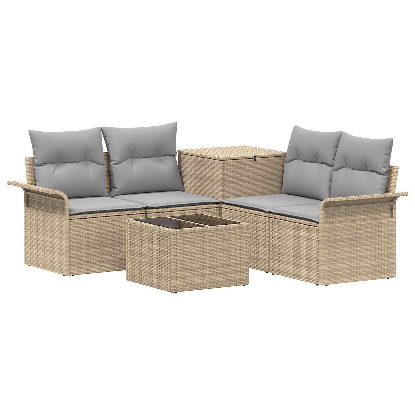 Bankstel 6 pcs 4-Aantal zitplaatsen Beige en Licht Grijs is nu te koop bij PeponiXL, paradijselijk wonen!