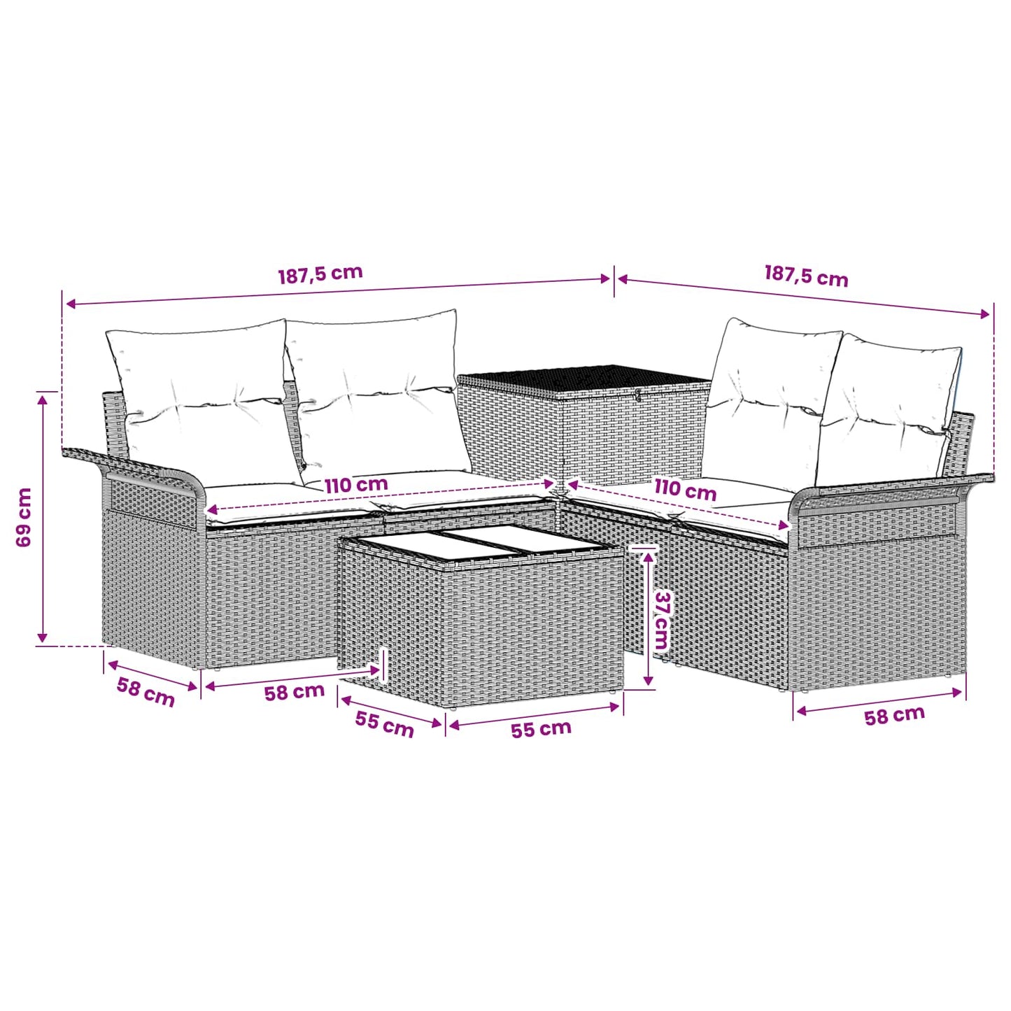 Bankstel 6 pcs 4-Aantal zitplaatsen Licht Grijs en Donker Grijs is nu te koop bij PeponiXL, paradijselijk wonen!