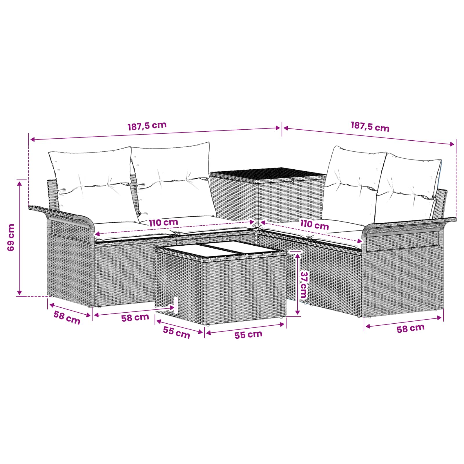 Bankstel 6 pcs 4-Aantal zitplaatsen Licht Grijs en Donker Grijs is nu te koop bij PeponiXL, paradijselijk wonen!