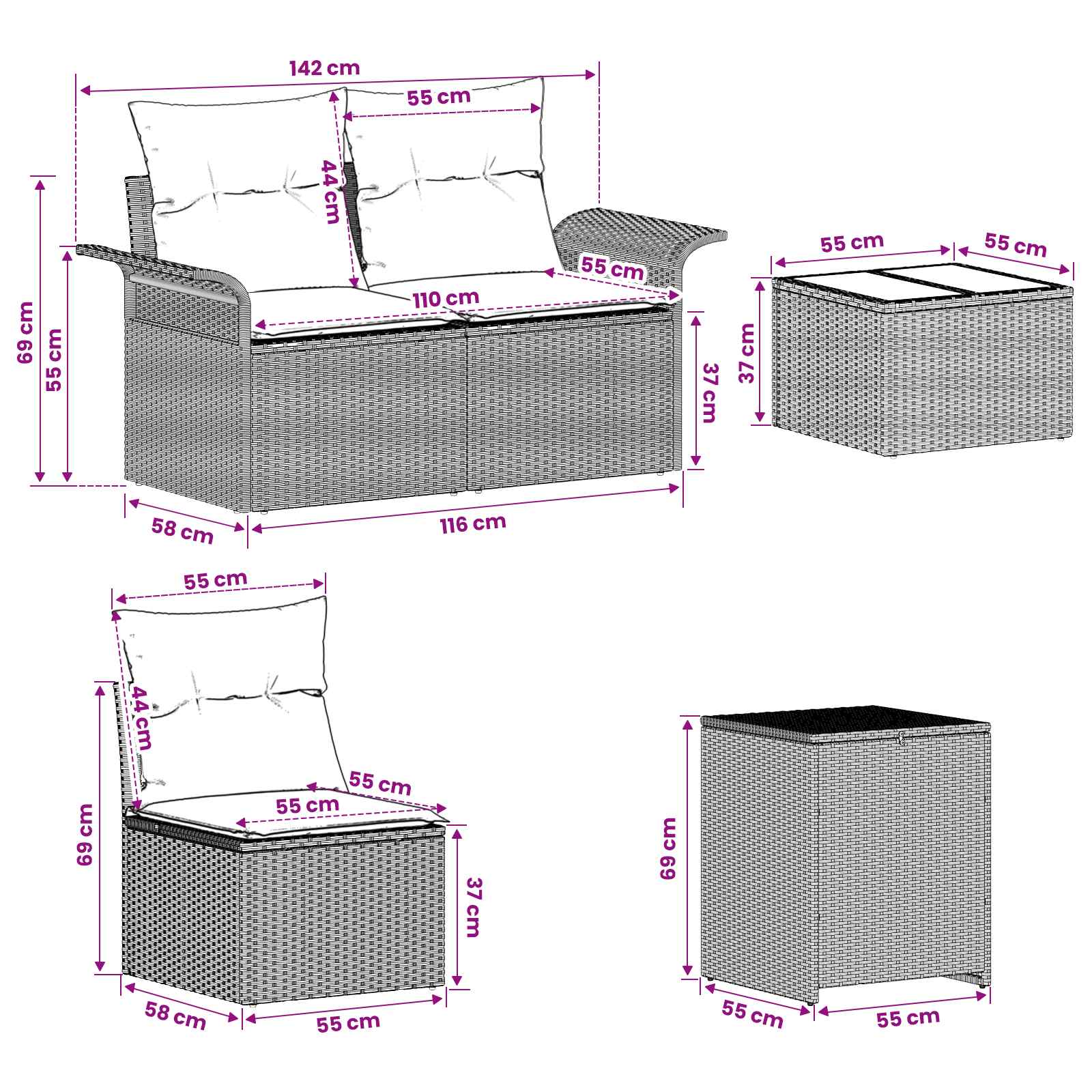Bankstel 6 pcs 4-Aantal zitplaatsen Licht Grijs en Donker Grijs is nu te koop bij PeponiXL, paradijselijk wonen!