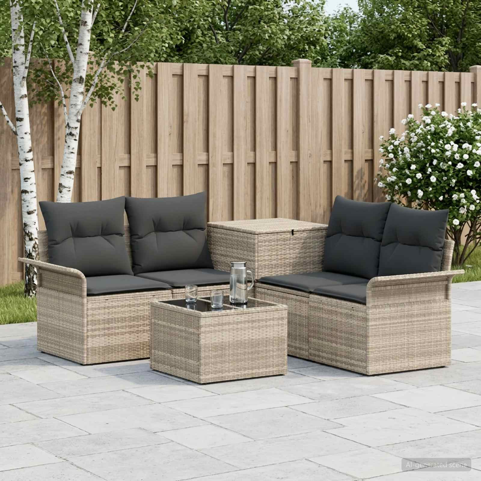 Bankstel 6 pcs 4-Aantal zitplaatsen Licht Grijs en Donker Grijs is nu te koop bij PeponiXL, paradijselijk wonen!