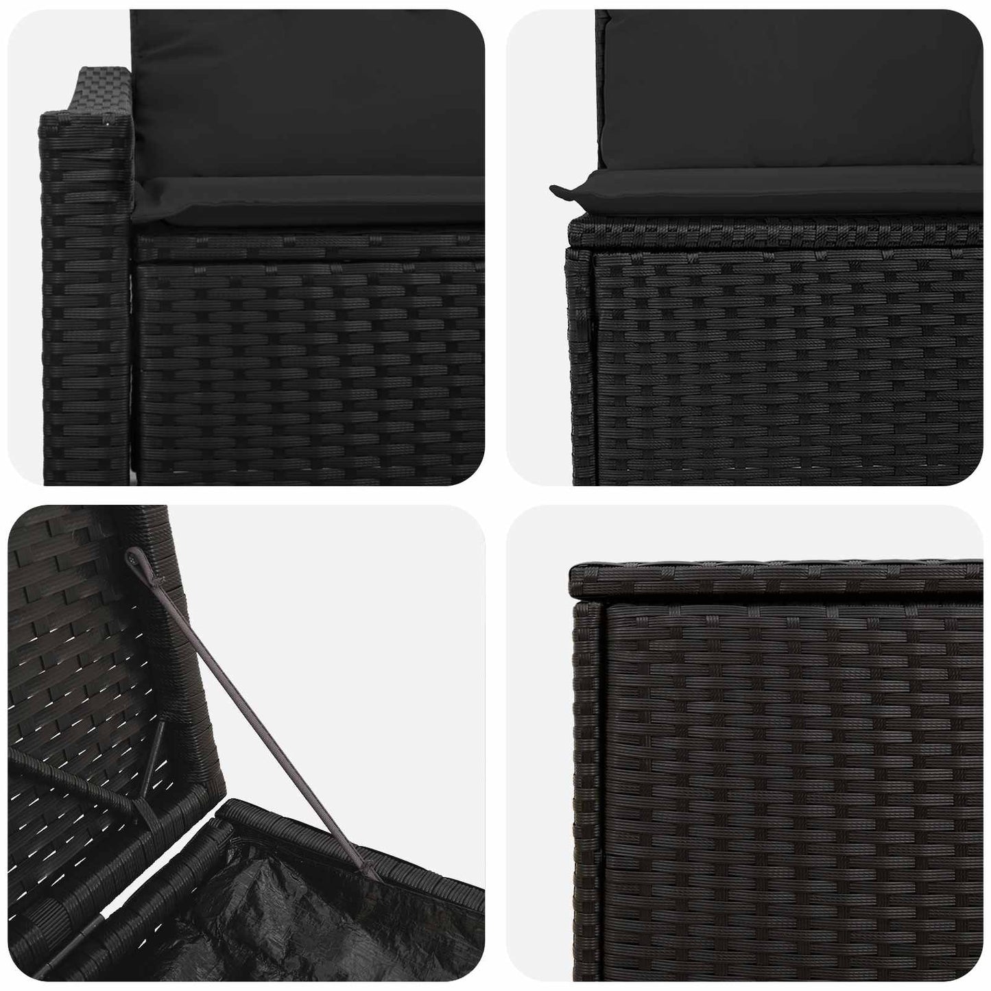 Bankstel 7 pcs Zwart Poly Rattan en Staal is nu te koop bij PeponiXL, paradijselijk wonen!