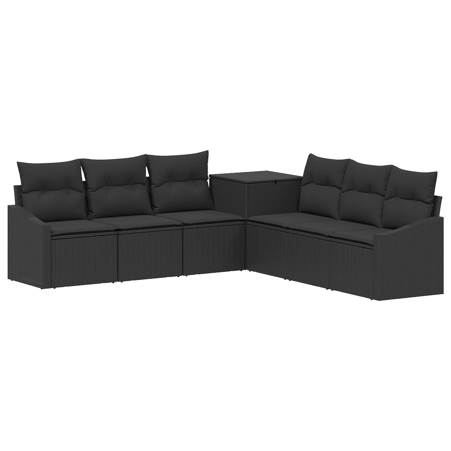 Bankstel 7 pcs Zwart Poly Rattan en Staal is nu te koop bij PeponiXL, paradijselijk wonen!