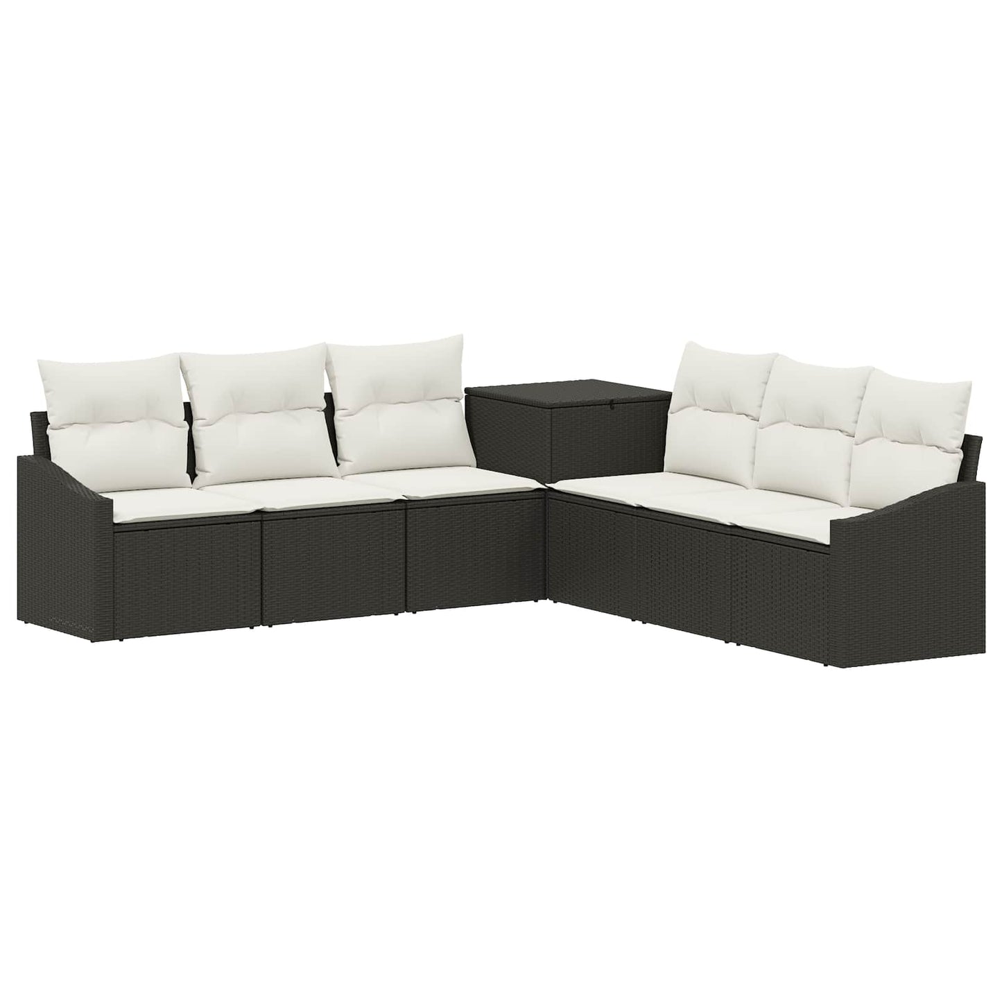 Bankstel 7 pcs Zwart en Cream Wit Poly Rattan en Staal is nu te koop bij PeponiXL, paradijselijk wonen!