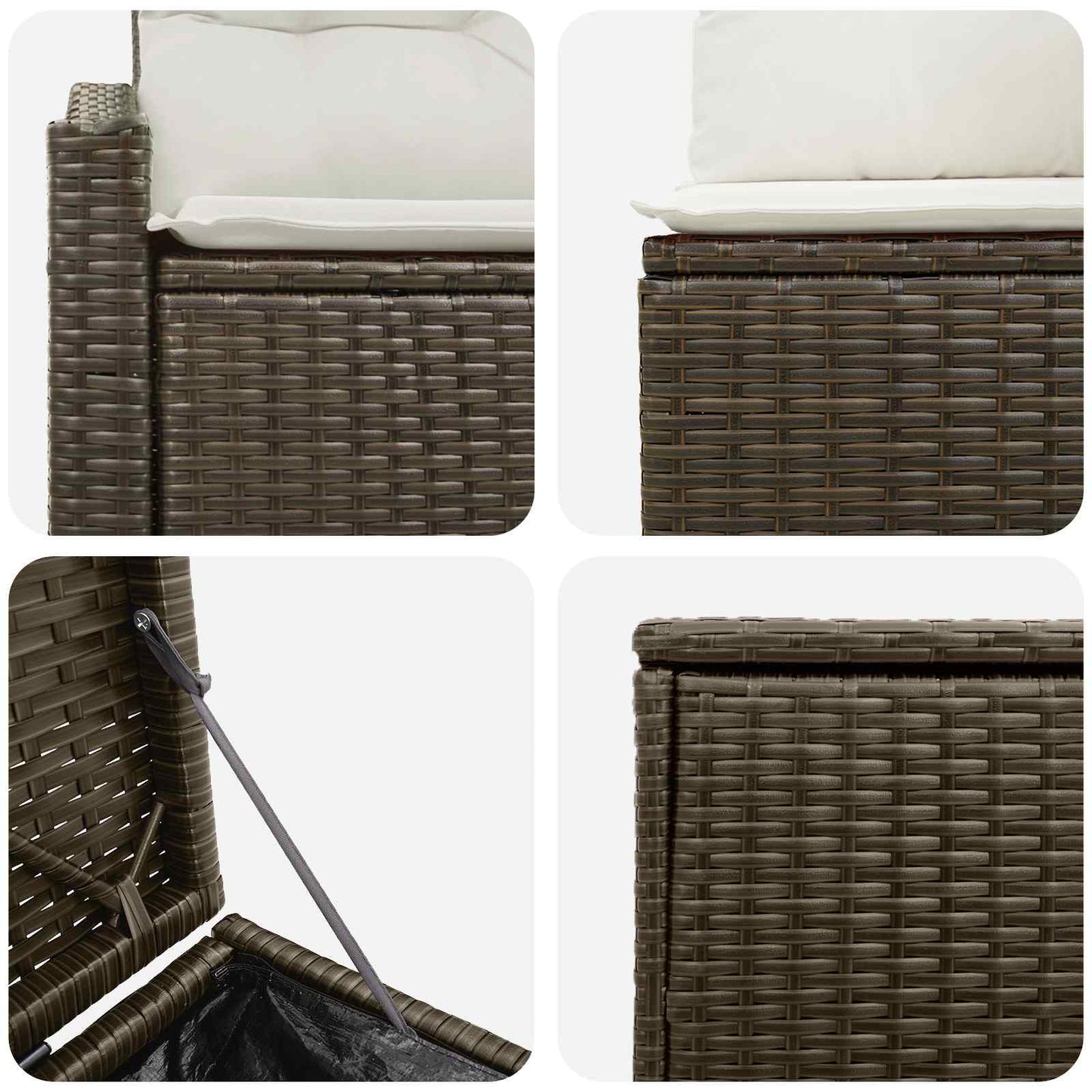 Bankstel 7 pcs Bruin en Crème Wit Poly Rattan en Staal is nu te koop bij PeponiXL, paradijselijk wonen!