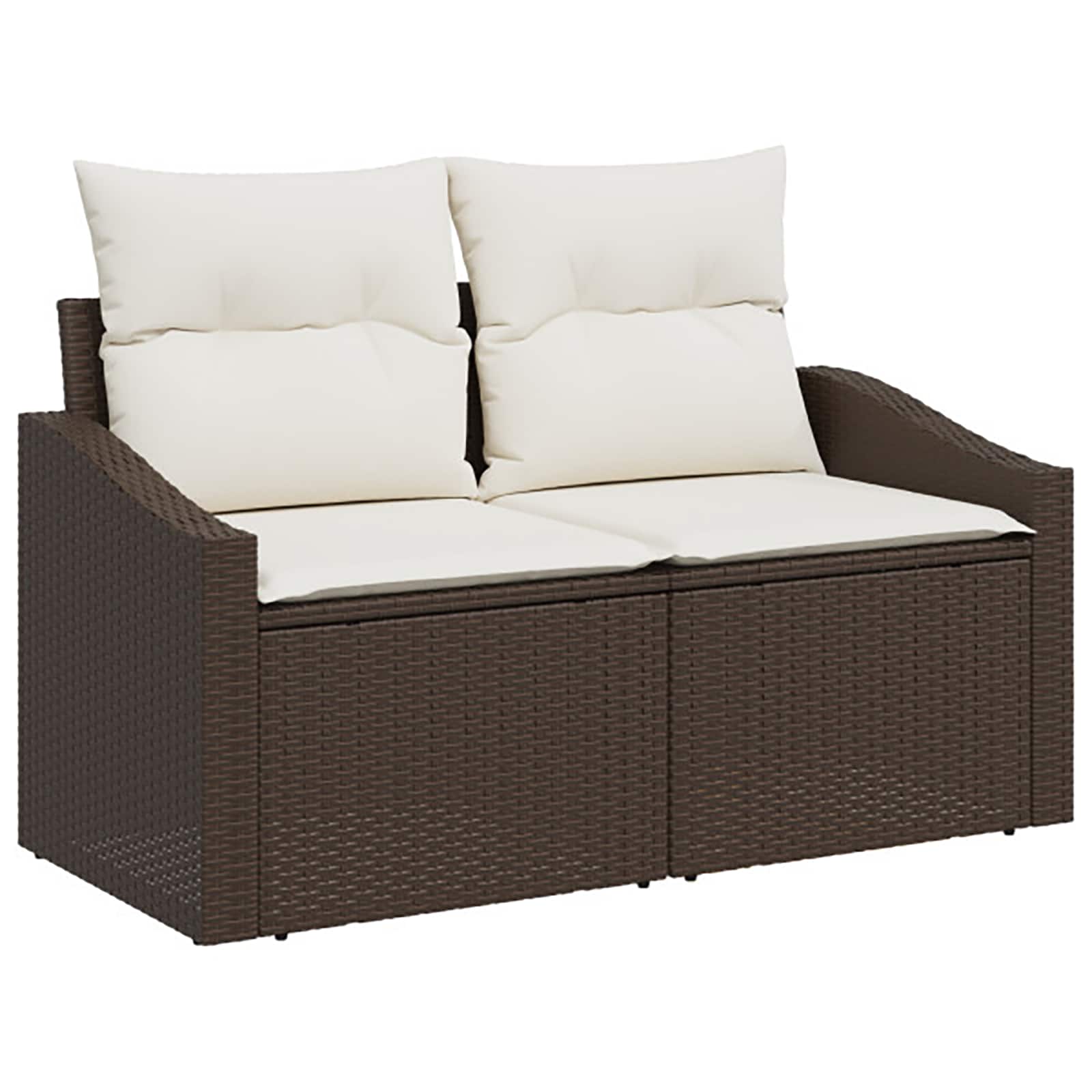 Bankstel 7 pcs Bruin en Crème Wit Poly Rattan en Staal is nu te koop bij PeponiXL, paradijselijk wonen!