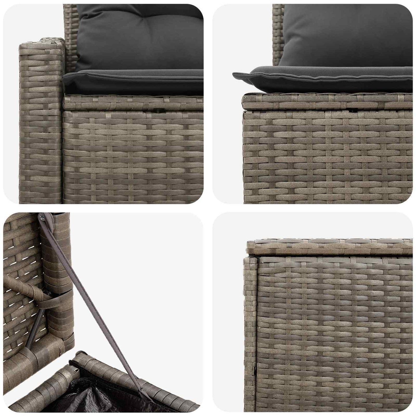 Bankstel 7 pcs Grijs en Donkergrijs Poly Rattan en Staal is nu te koop bij PeponiXL, paradijselijk wonen!
