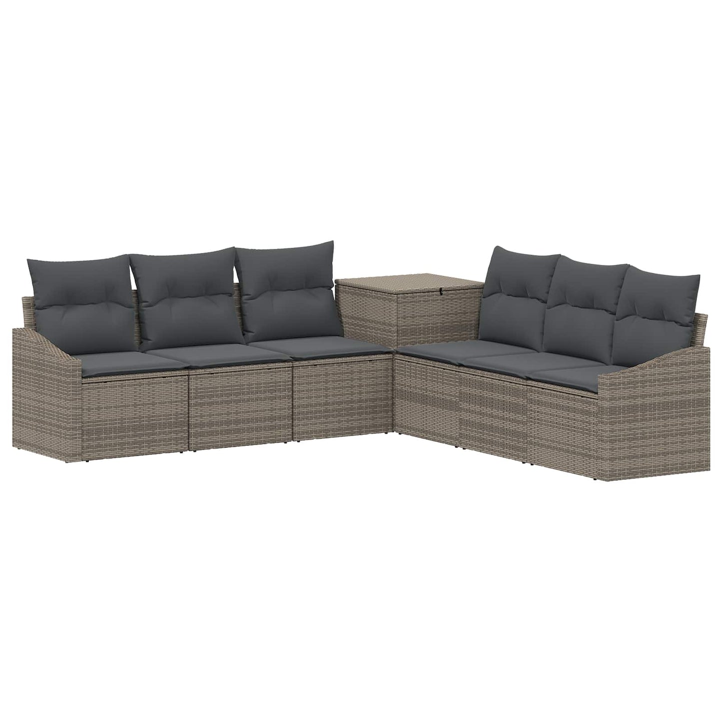 Bankstel 7 pcs Grijs en Donkergrijs Poly Rattan en Staal is nu te koop bij PeponiXL, paradijselijk wonen!