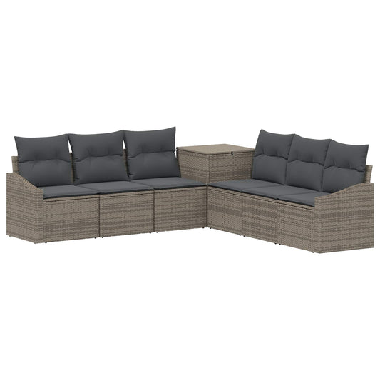 Bankstel 7 pcs Grijs en Donkergrijs Poly Rattan en Staal is nu te koop bij PeponiXL, paradijselijk wonen!