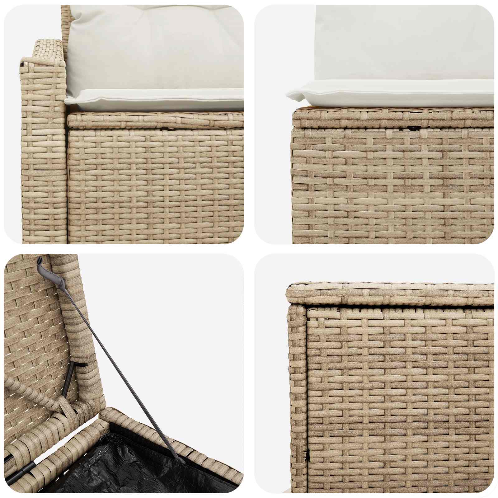Bankstel 7 pcs Beige en Crème Wit Poly Rattan en Staal is nu te koop bij PeponiXL, paradijselijk wonen!