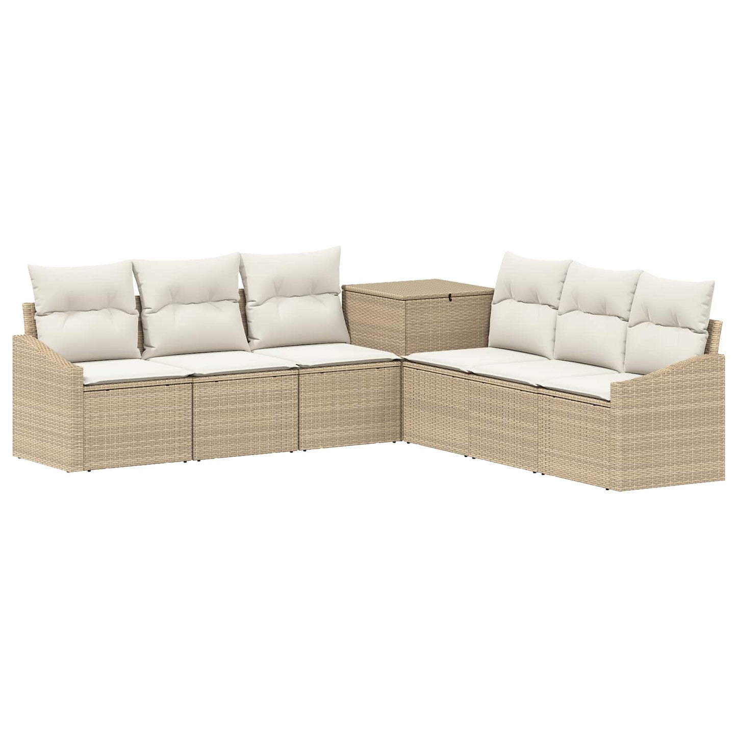 Bankstel 7 pcs Beige en Crème Wit Poly Rattan en Staal is nu te koop bij PeponiXL, paradijselijk wonen!
