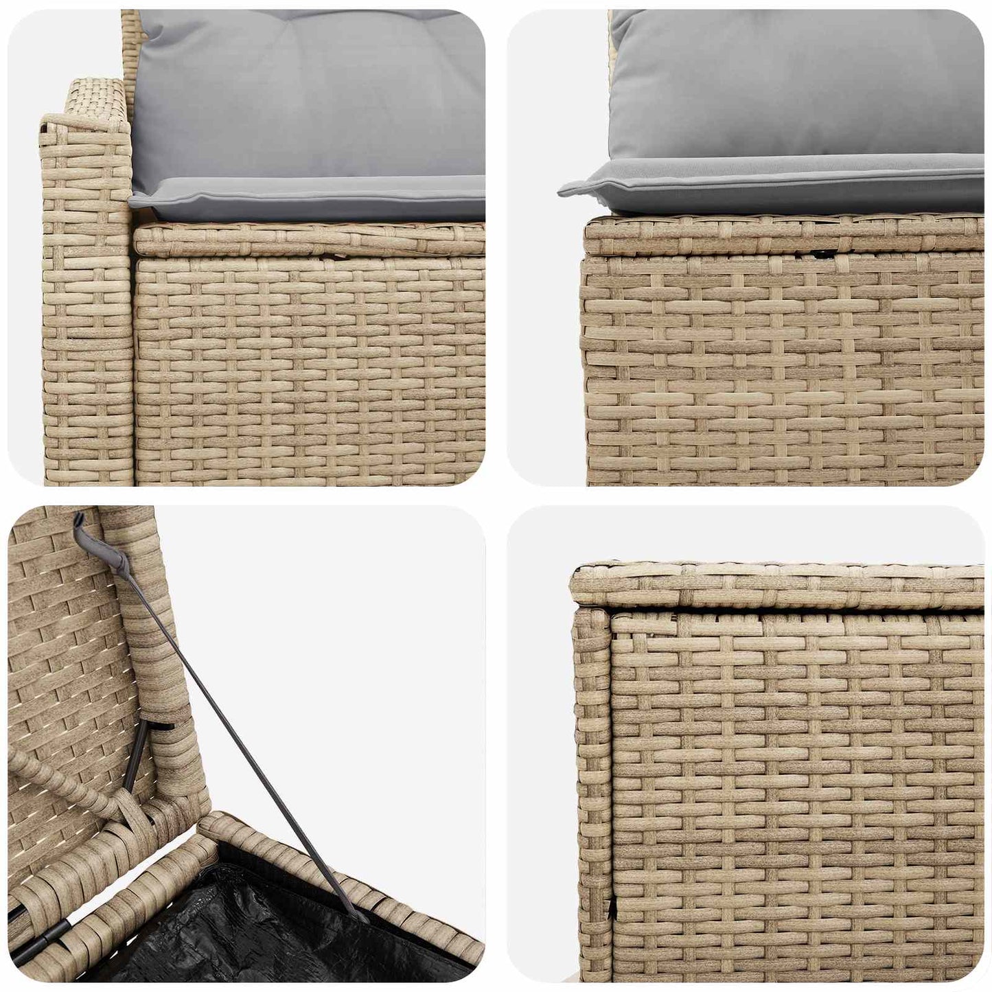 Bankstel 7 pcs Beige en Licht Grijs Poly Rattan en Staal is nu te koop bij PeponiXL, paradijselijk wonen!