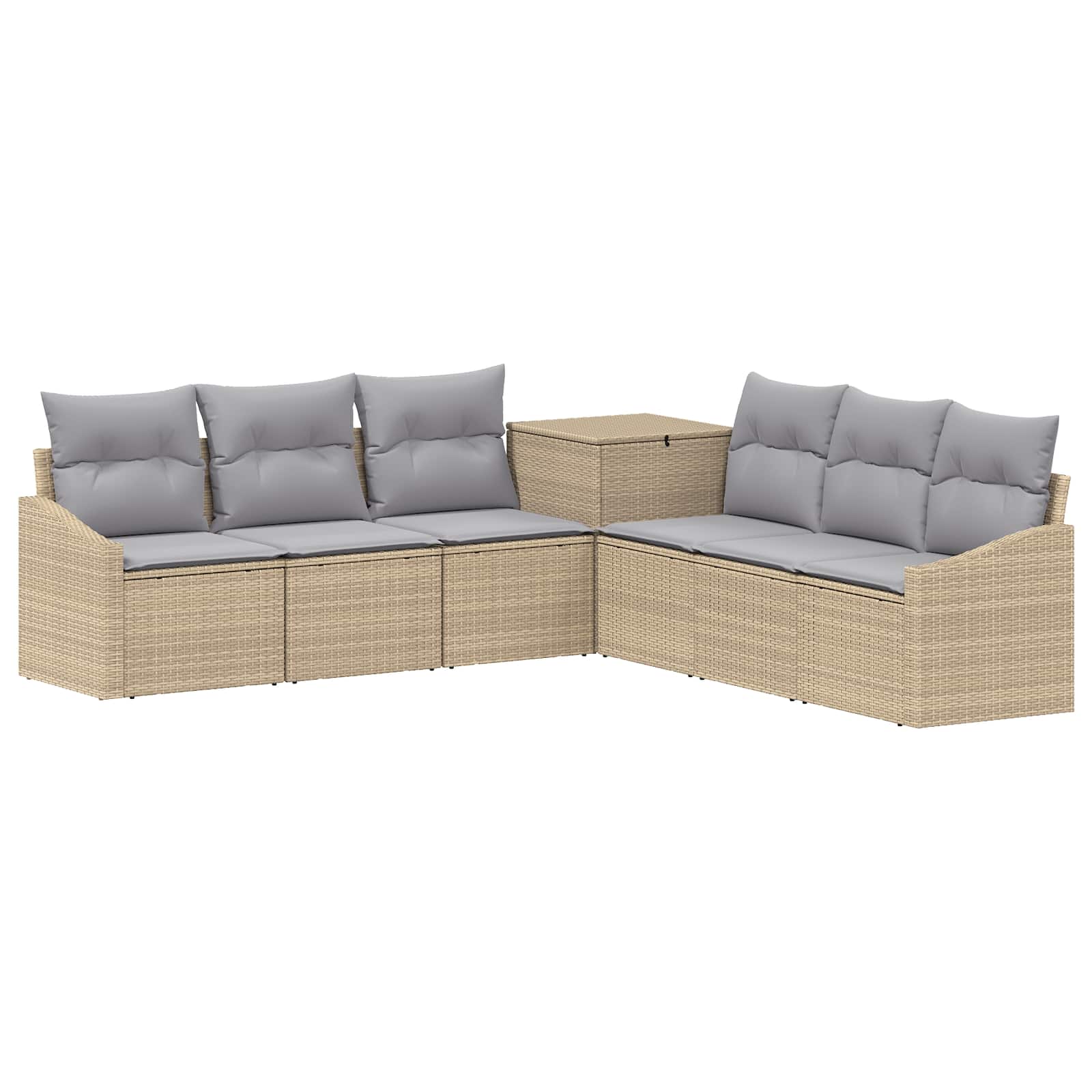 Bankstel 7 pcs Beige en Licht Grijs Poly Rattan en Staal is nu te koop bij PeponiXL, paradijselijk wonen!