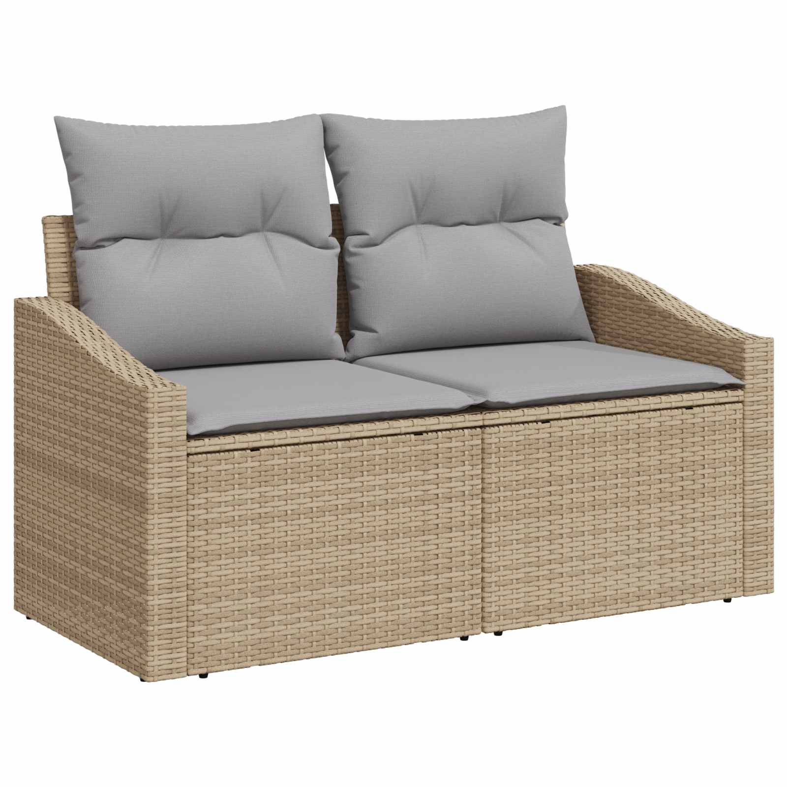 Bankstel 7 pcs Beige en Licht Grijs Poly Rattan en Staal is nu te koop bij PeponiXL, paradijselijk wonen!