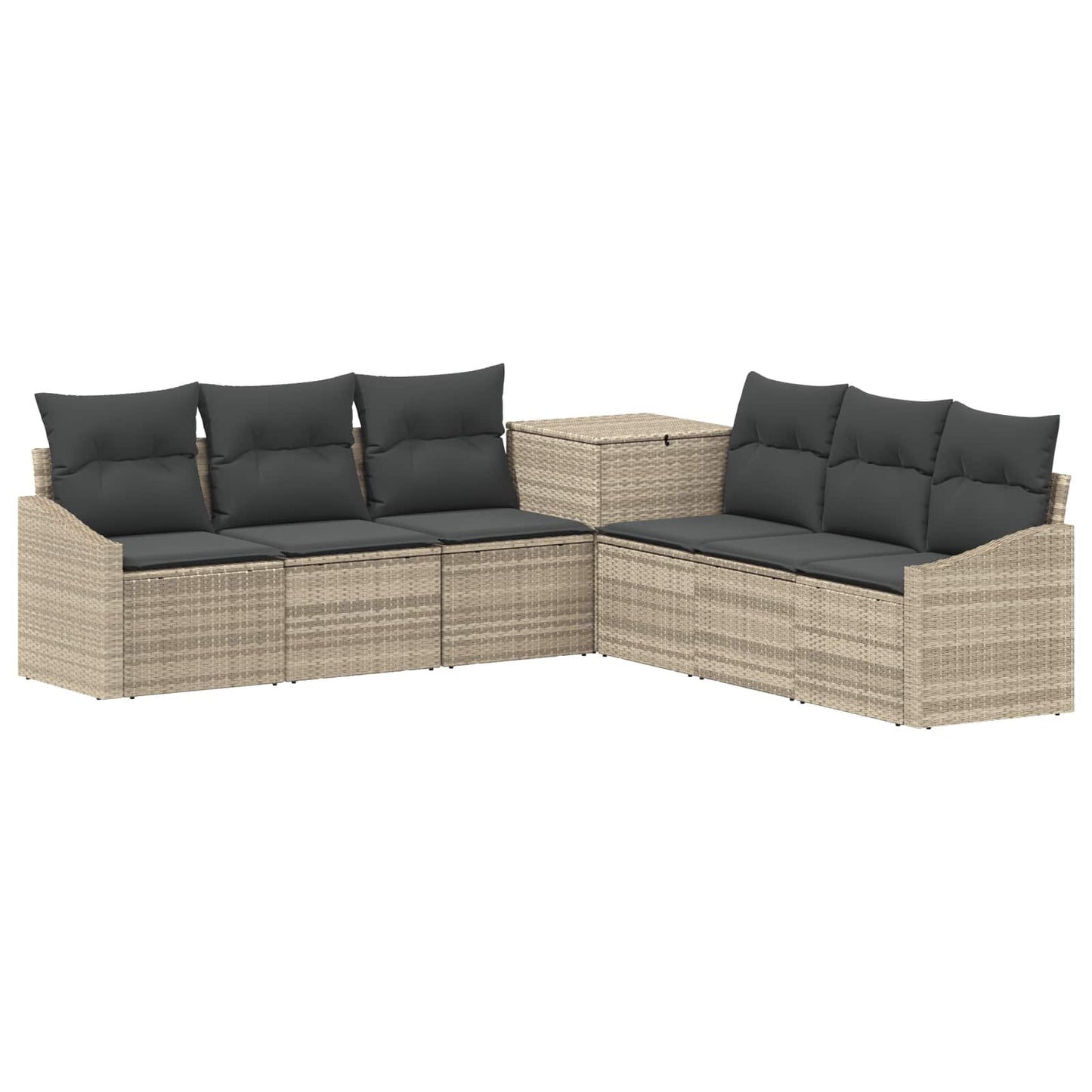 Bankstel 7 pcs Licht Grijs en Donker Grijs Poly Rattan en Staal is nu te koop bij PeponiXL, paradijselijk wonen!