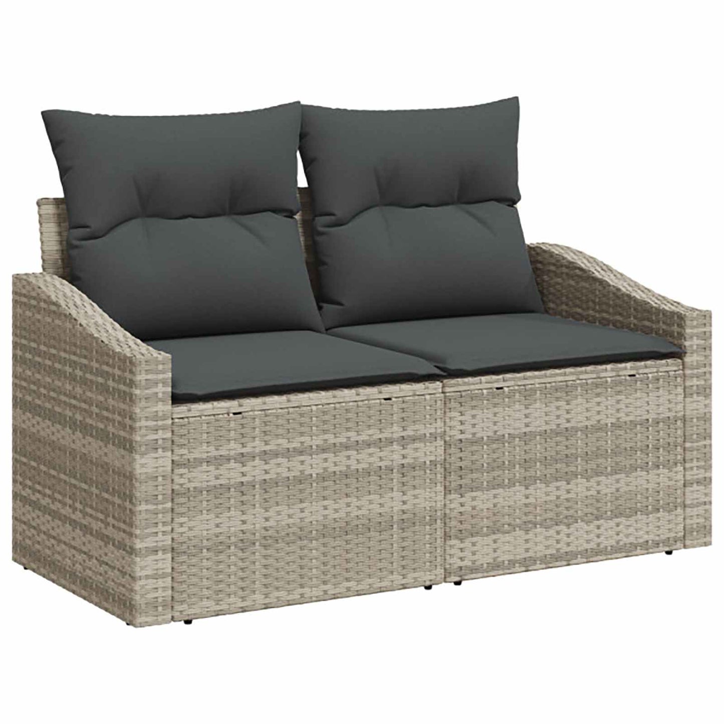 Bankstel 7 pcs Licht Grijs en Donker Grijs Poly Rattan en Staal is nu te koop bij PeponiXL, paradijselijk wonen!