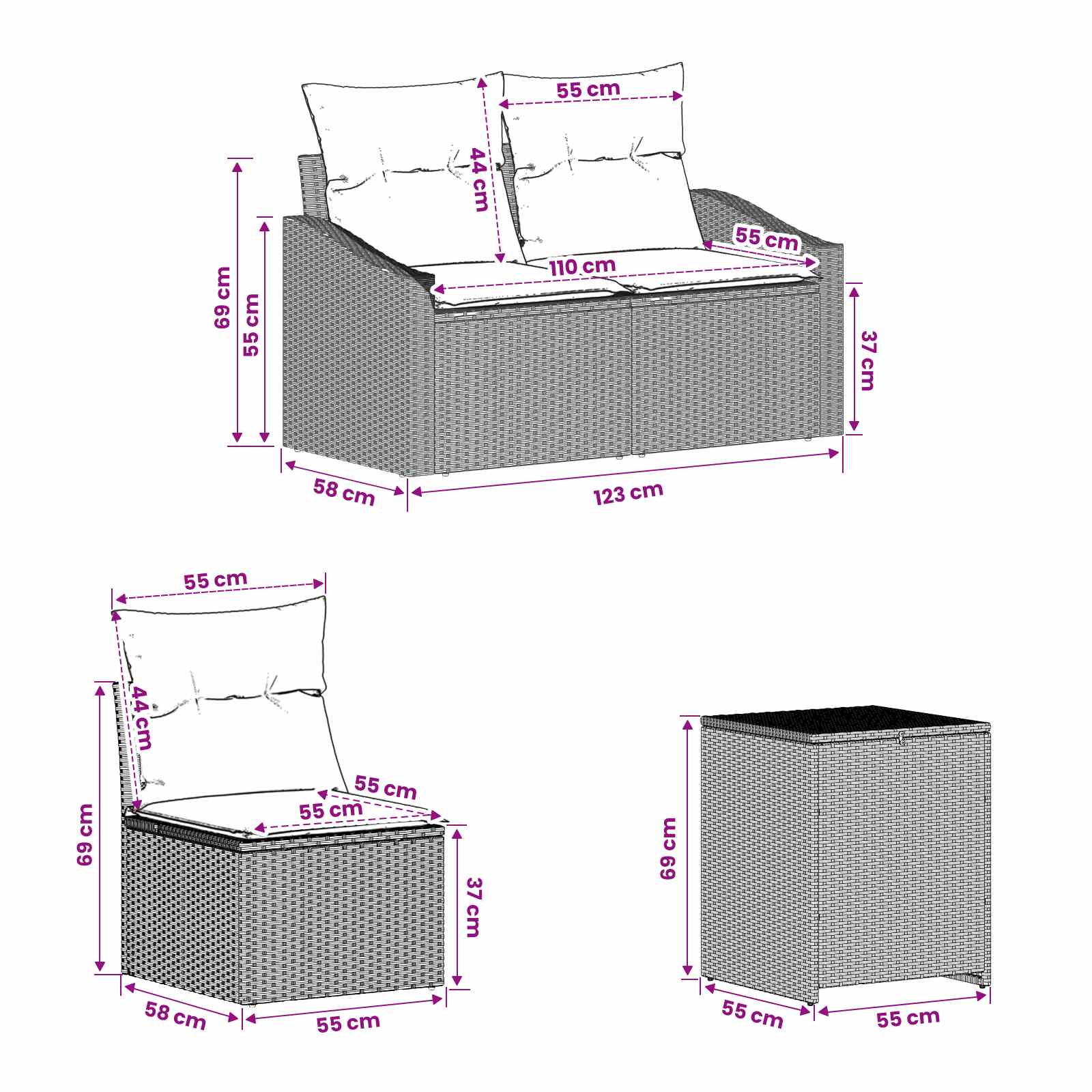 Bankstel 7 pcs Licht Grijs en Donker Grijs Poly Rattan en Staal is nu te koop bij PeponiXL, paradijselijk wonen!