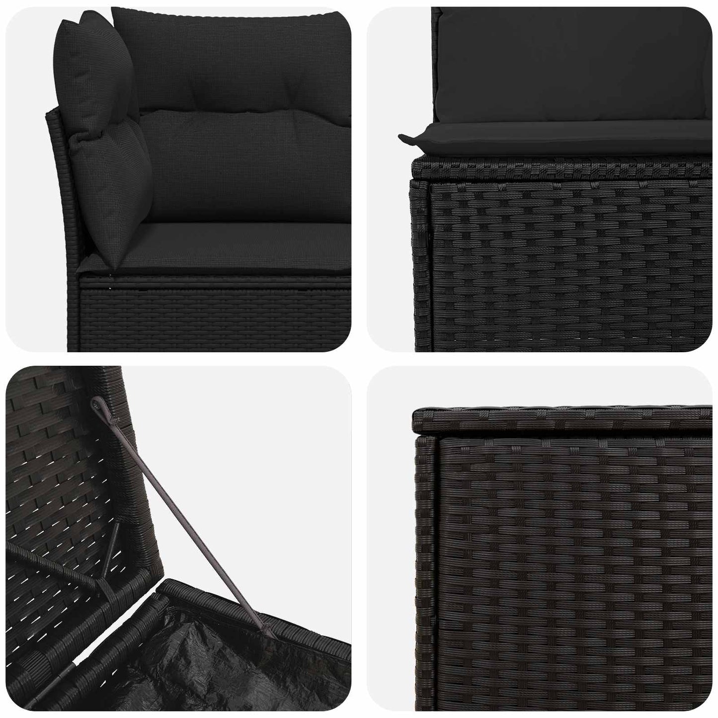Bankstel 7 pcs Zwart Poly Rattan en Staal is nu te koop bij PeponiXL, paradijselijk wonen!
