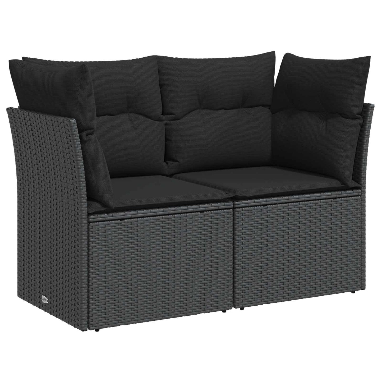 Bankstel 7 pcs Zwart Poly Rattan en Staal is nu te koop bij PeponiXL, paradijselijk wonen!