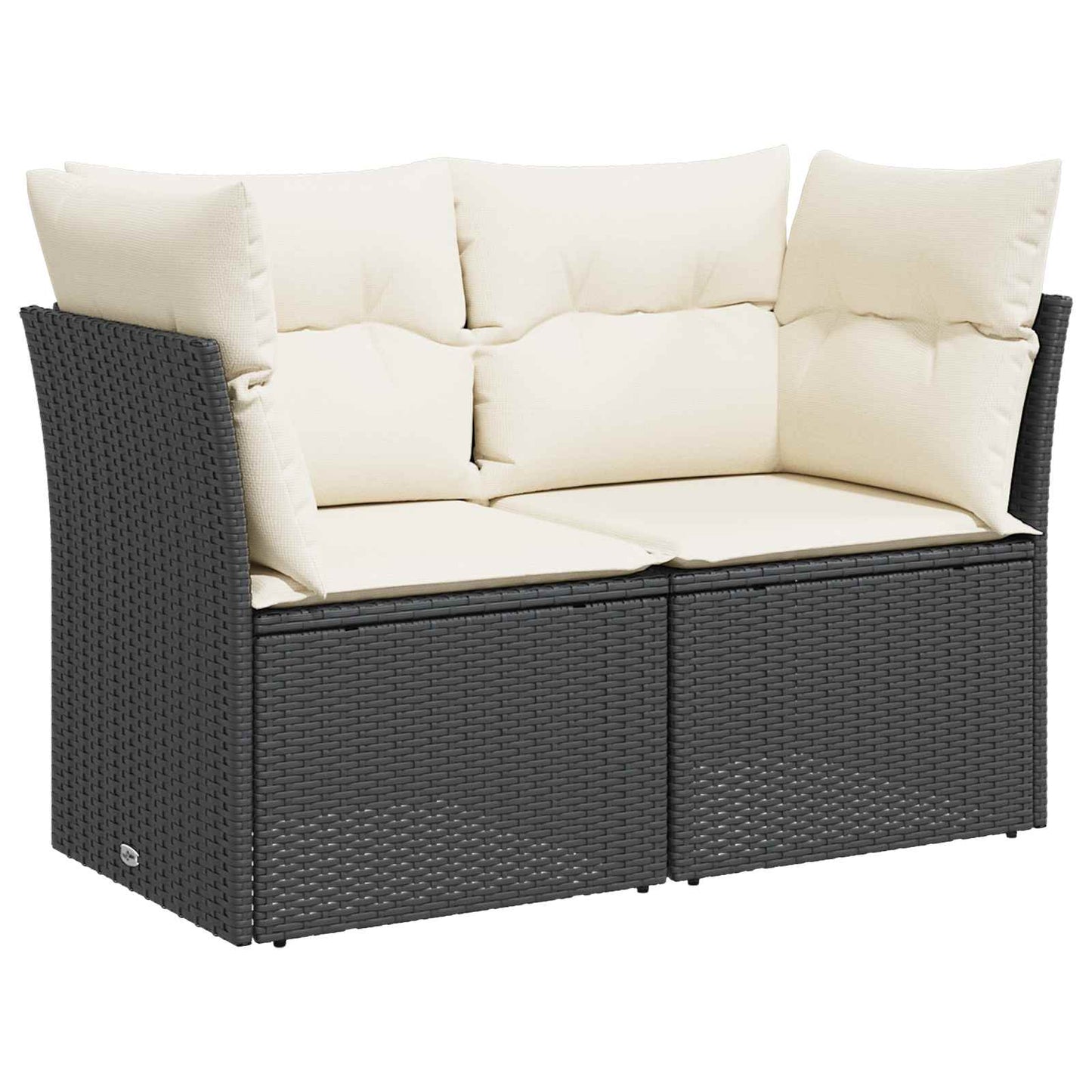 Bankstel 7 pcs Zwart en Cream Wit Poly Rattan en Staal is nu te koop bij PeponiXL, paradijselijk wonen!