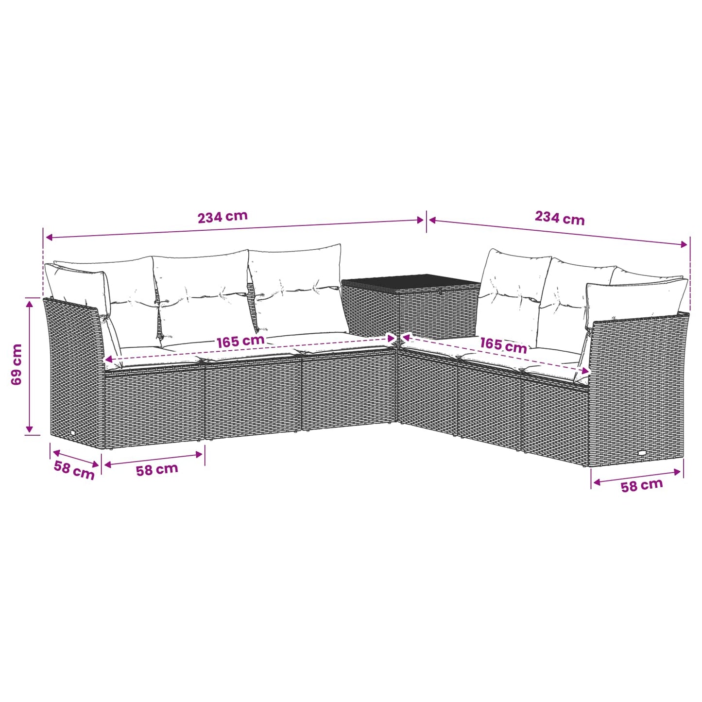 Bankstel 7 pcs Zwart en Cream Wit Poly Rattan en Staal is nu te koop bij PeponiXL, paradijselijk wonen!