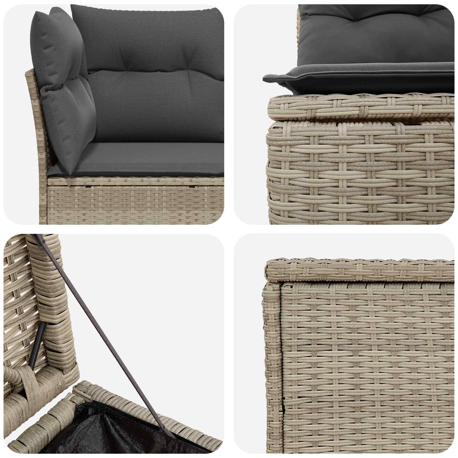 Bankstel 7 pcs Licht Grijs en Donker Grijs Poly Rattan en Staal is nu te koop bij PeponiXL, paradijselijk wonen!