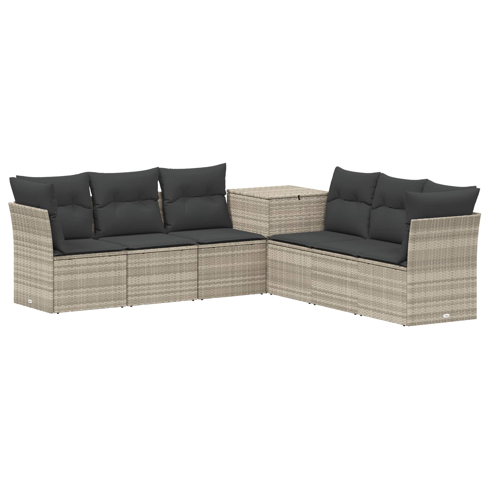 Bankstel 7 pcs Licht Grijs en Donker Grijs Poly Rattan en Staal is nu te koop bij PeponiXL, paradijselijk wonen!