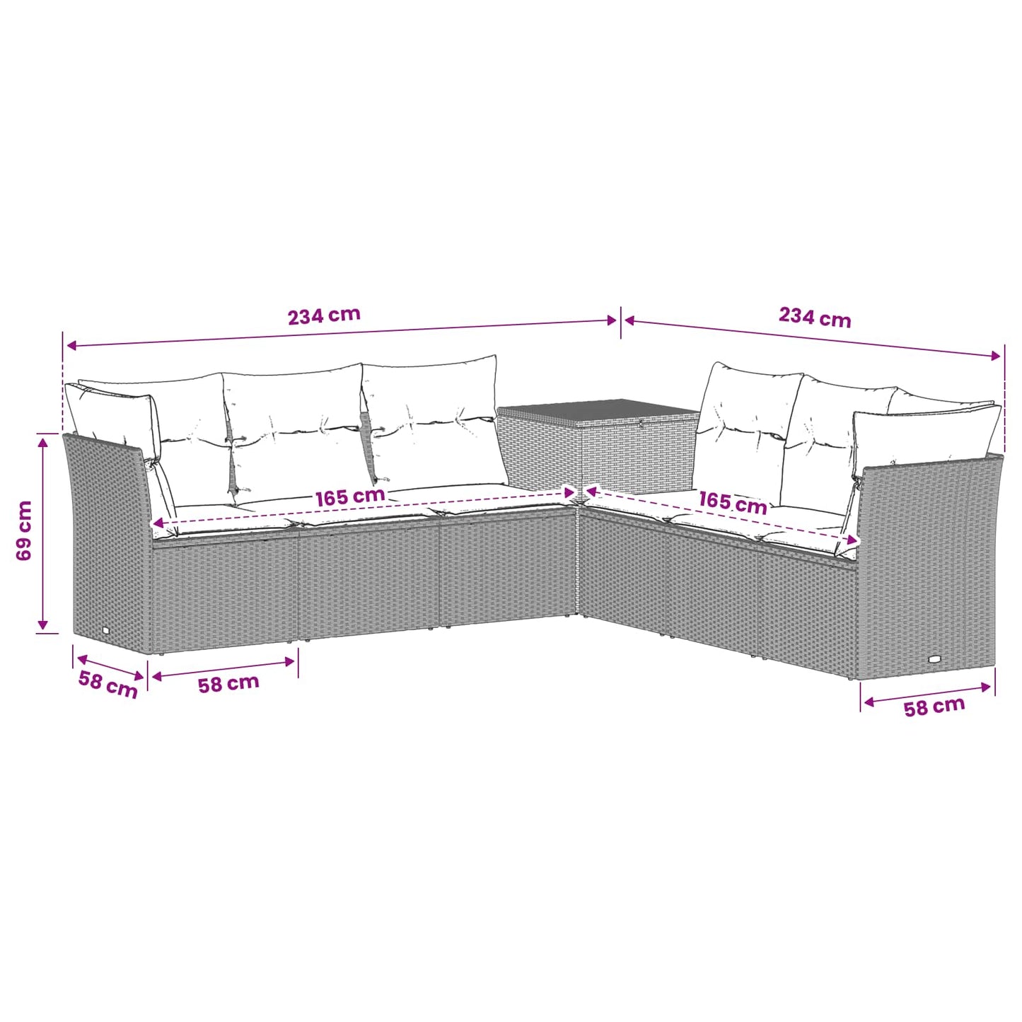Bankstel 7 pcs Licht Grijs en Donker Grijs Poly Rattan en Staal is nu te koop bij PeponiXL, paradijselijk wonen!