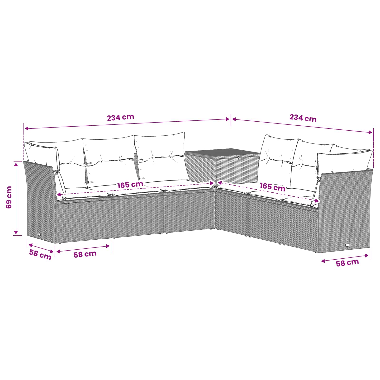 Bankstel 7 pcs Licht Grijs en Donker Grijs Poly Rattan en Staal is nu te koop bij PeponiXL, paradijselijk wonen!