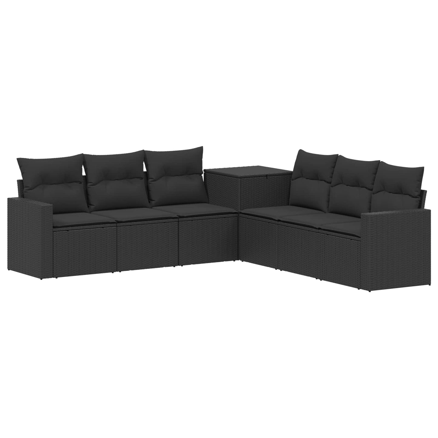 Bankstel 7 pcs Zwart Poly Rattan en Staal is nu te koop bij PeponiXL, paradijselijk wonen!