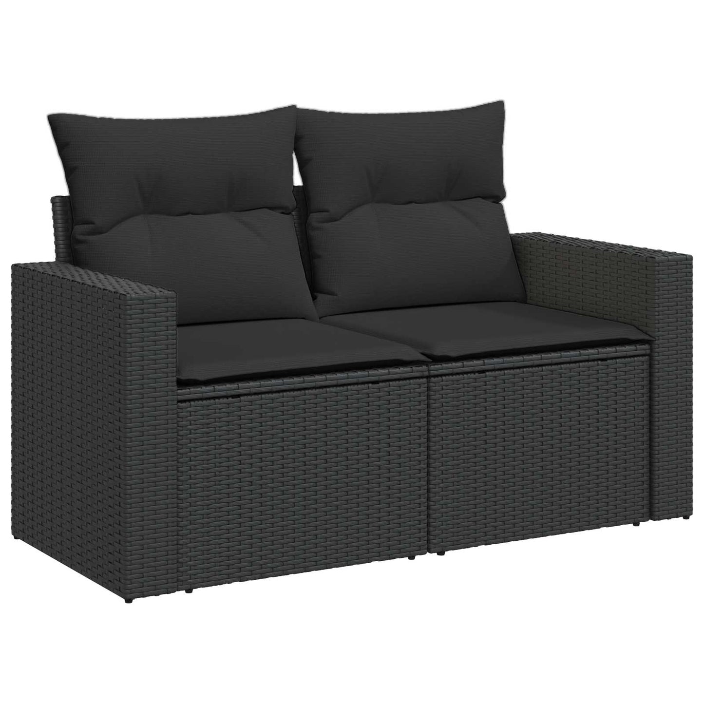Bankstel 7 pcs Zwart Poly Rattan en Staal is nu te koop bij PeponiXL, paradijselijk wonen!