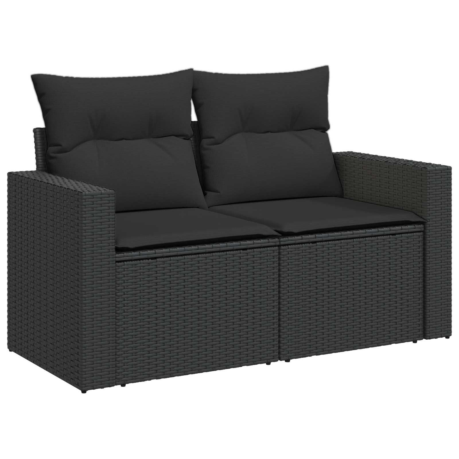 Bankstel 7 pcs Zwart Poly Rattan en Staal is nu te koop bij PeponiXL, paradijselijk wonen!