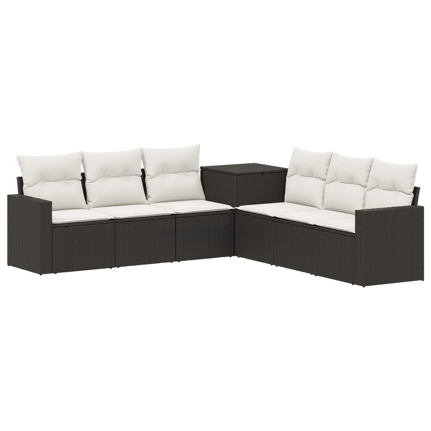 Bankstel 7 pcs Zwart en Cream Wit Poly Rattan en Staal is nu te koop bij PeponiXL, paradijselijk wonen!