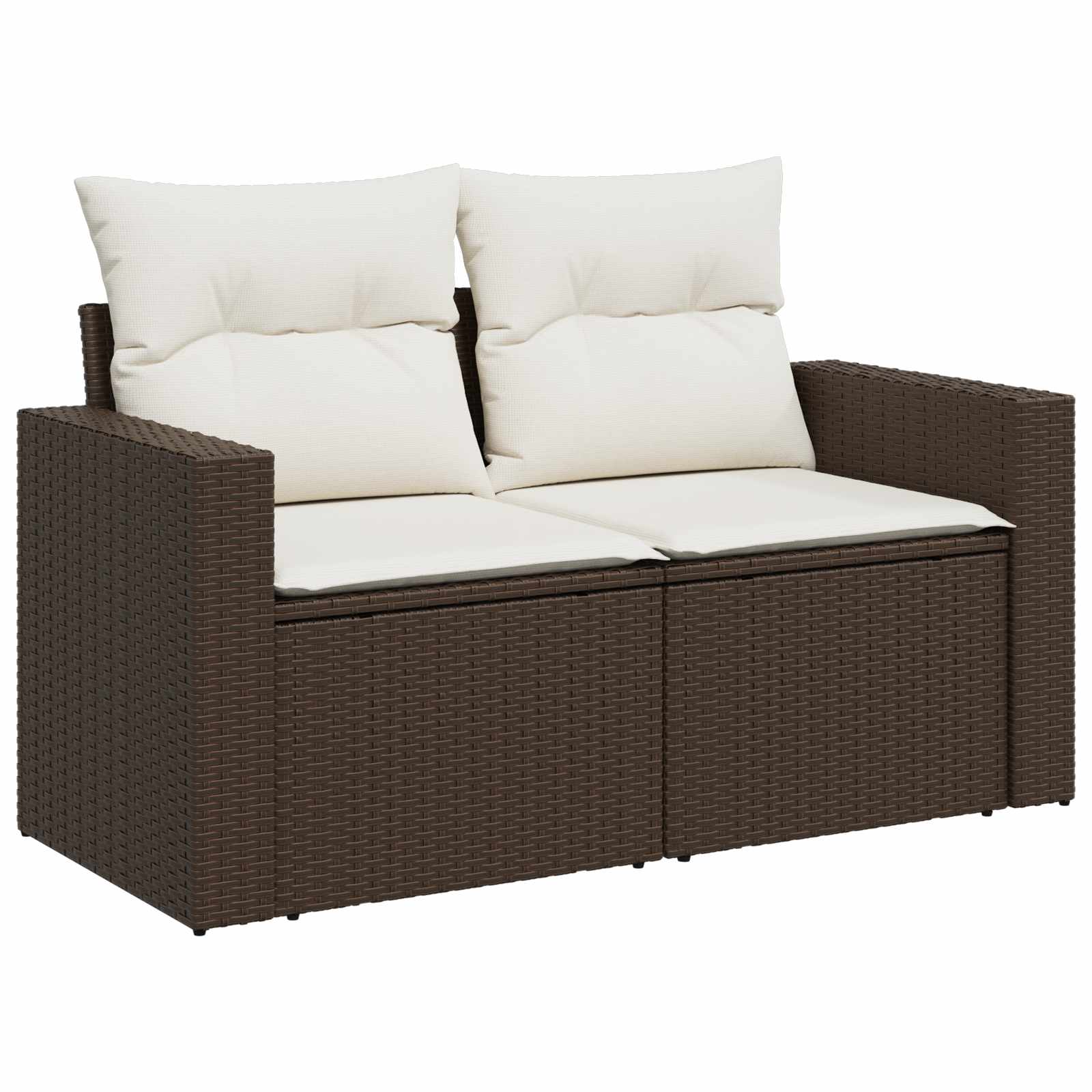 Bankstel 7 pcs Bruin en Crème Wit Poly Rattan en Staal is nu te koop bij PeponiXL, paradijselijk wonen!
