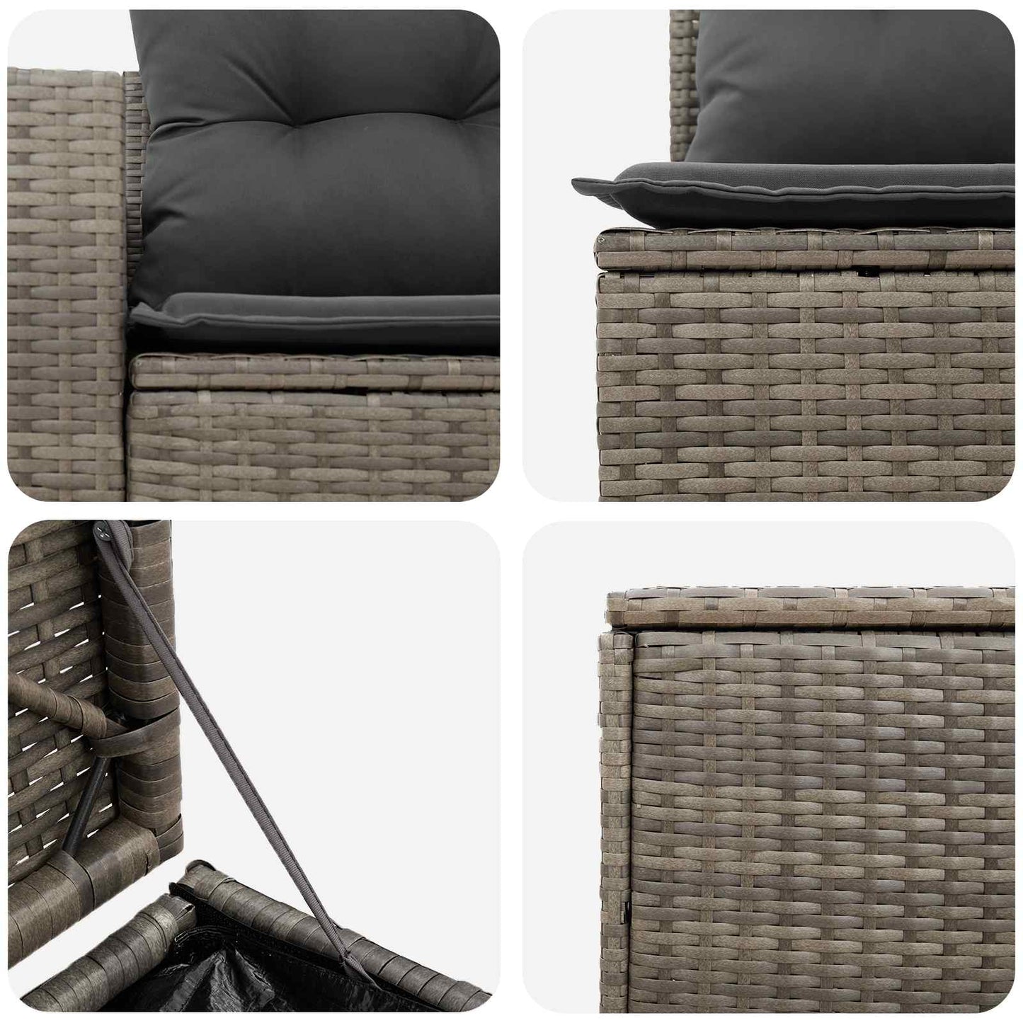 Bankstel 7 pcs Grijs en Donkergrijs Poly Rattan en Staal is nu te koop bij PeponiXL, paradijselijk wonen!