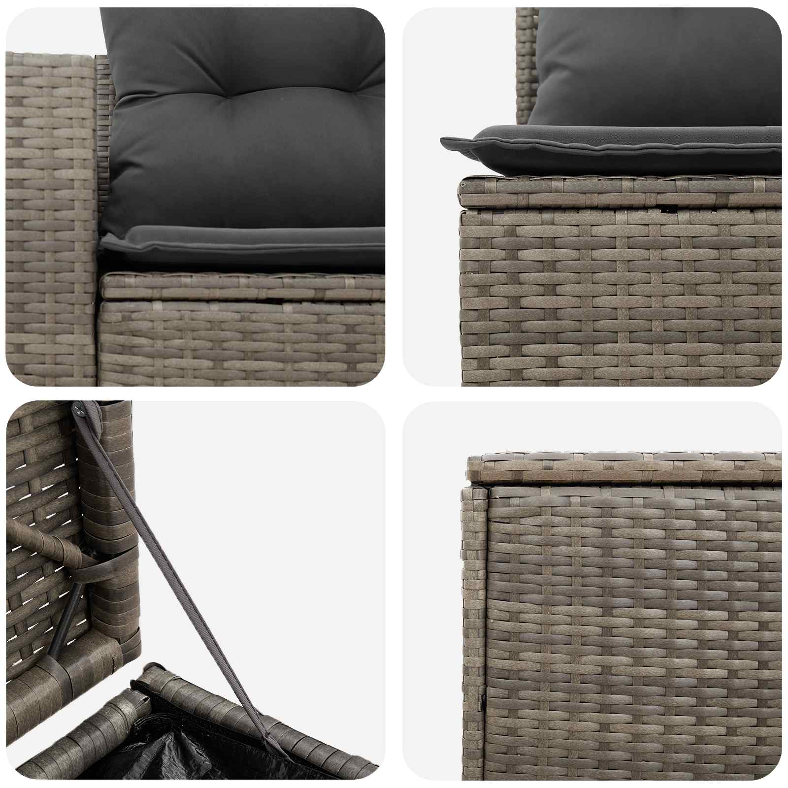 Bankstel 7 pcs Grijs en Donkergrijs Poly Rattan en Staal is nu te koop bij PeponiXL, paradijselijk wonen!