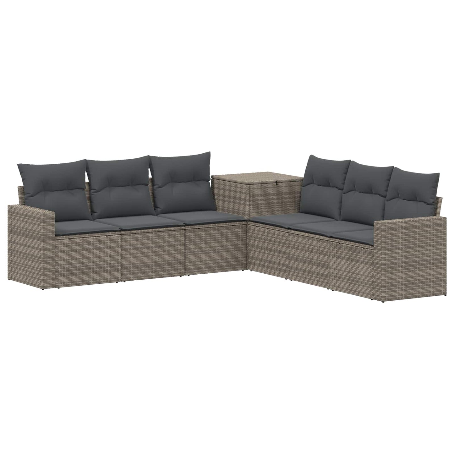 Bankstel 7 pcs Grijs en Donkergrijs Poly Rattan en Staal is nu te koop bij PeponiXL, paradijselijk wonen!