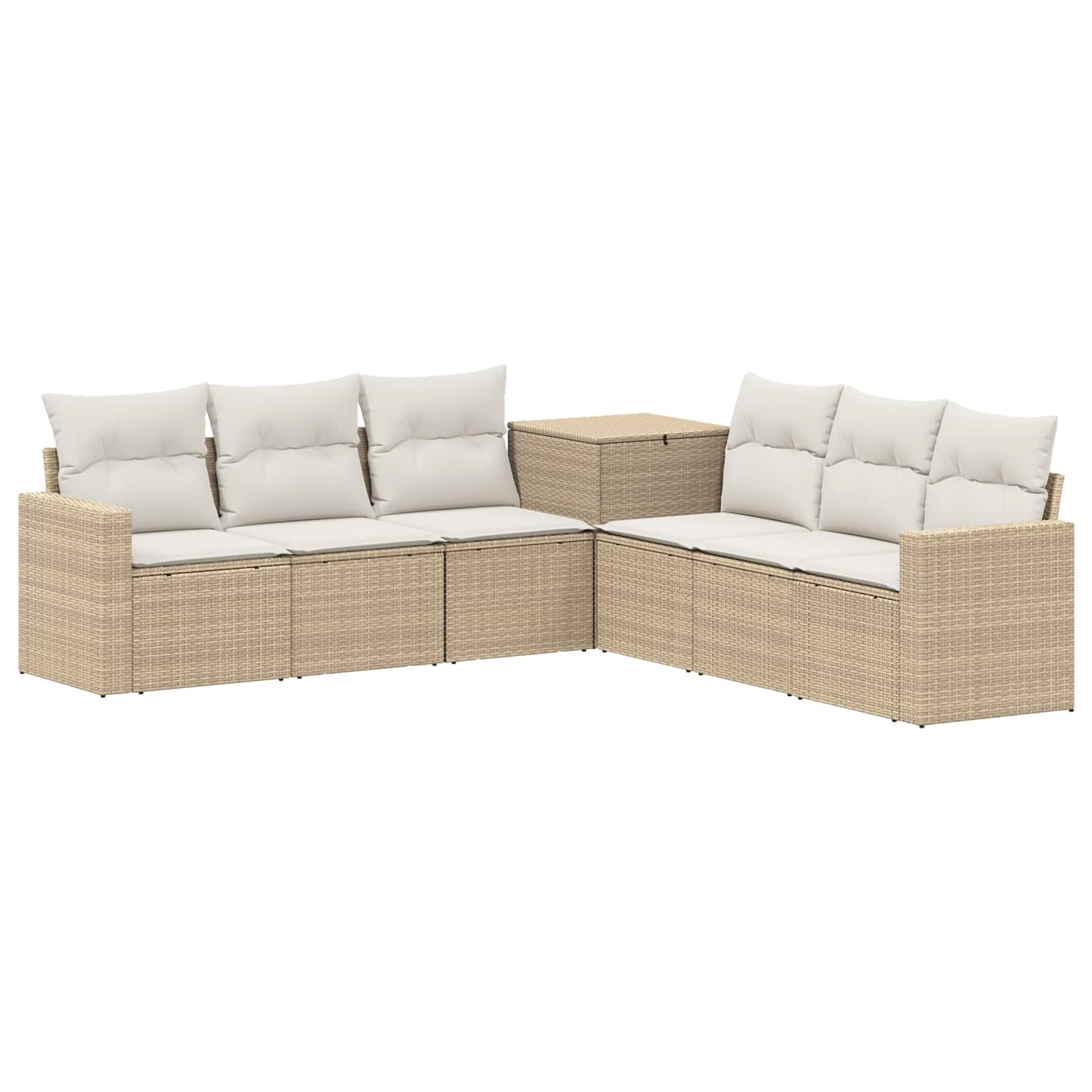 Bankstel 7 pcs Beige en Crème Wit Poly Rattan en Staal is nu te koop bij PeponiXL, paradijselijk wonen!