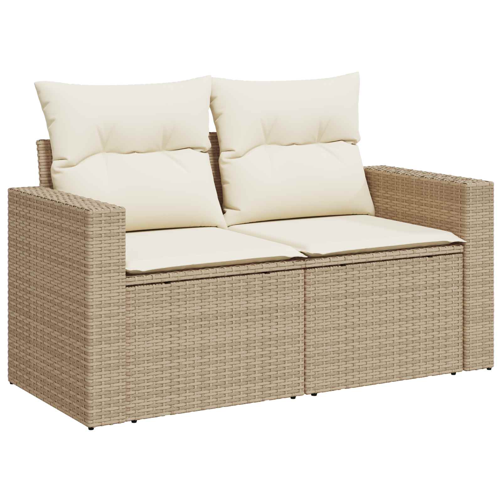 Bankstel 7 pcs Beige en Crème Wit Poly Rattan en Staal is nu te koop bij PeponiXL, paradijselijk wonen!