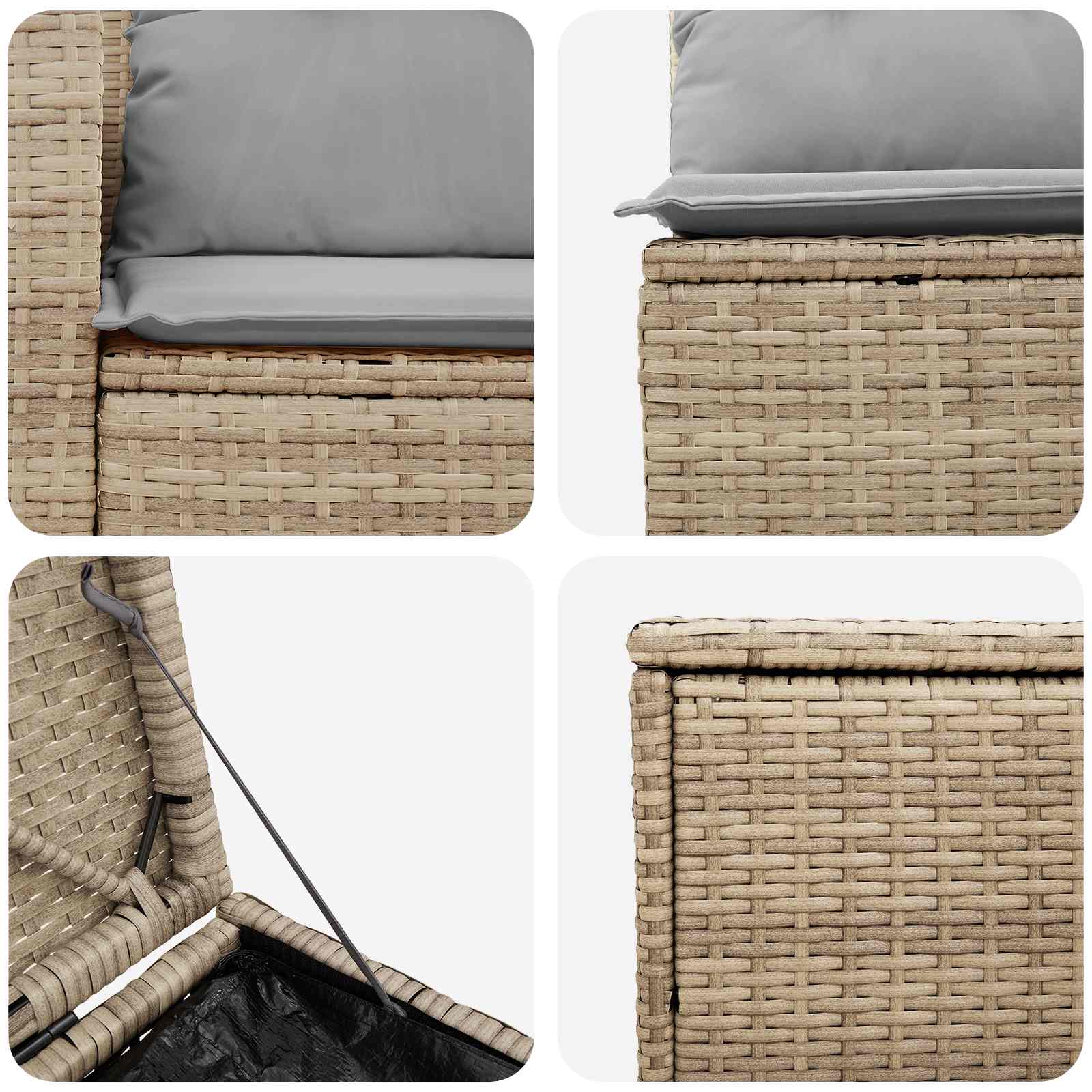 Bankstel 7 pcs Beige en Licht Grijs Poly Rattan en Staal is nu te koop bij PeponiXL, paradijselijk wonen!
