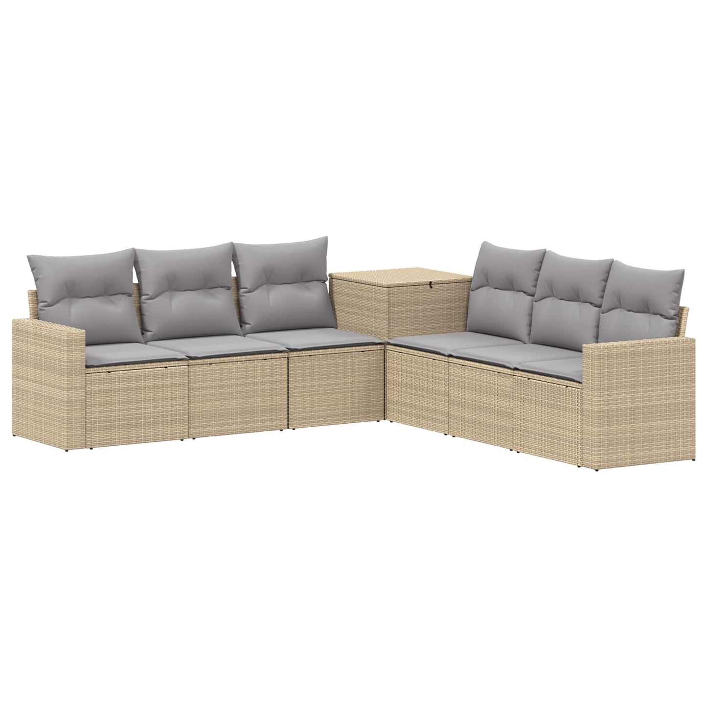Bankstel 7 pcs Beige en Licht Grijs Poly Rattan en Staal is nu te koop bij PeponiXL, paradijselijk wonen!