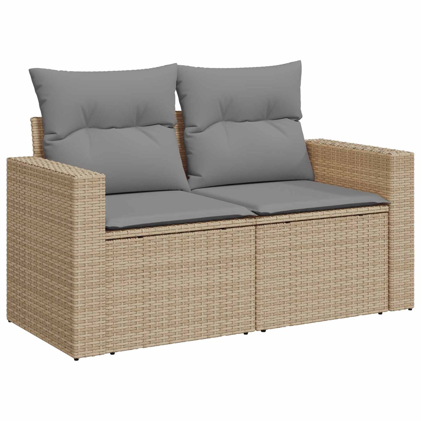 Bankstel 7 pcs Beige en Licht Grijs Poly Rattan en Staal is nu te koop bij PeponiXL, paradijselijk wonen!