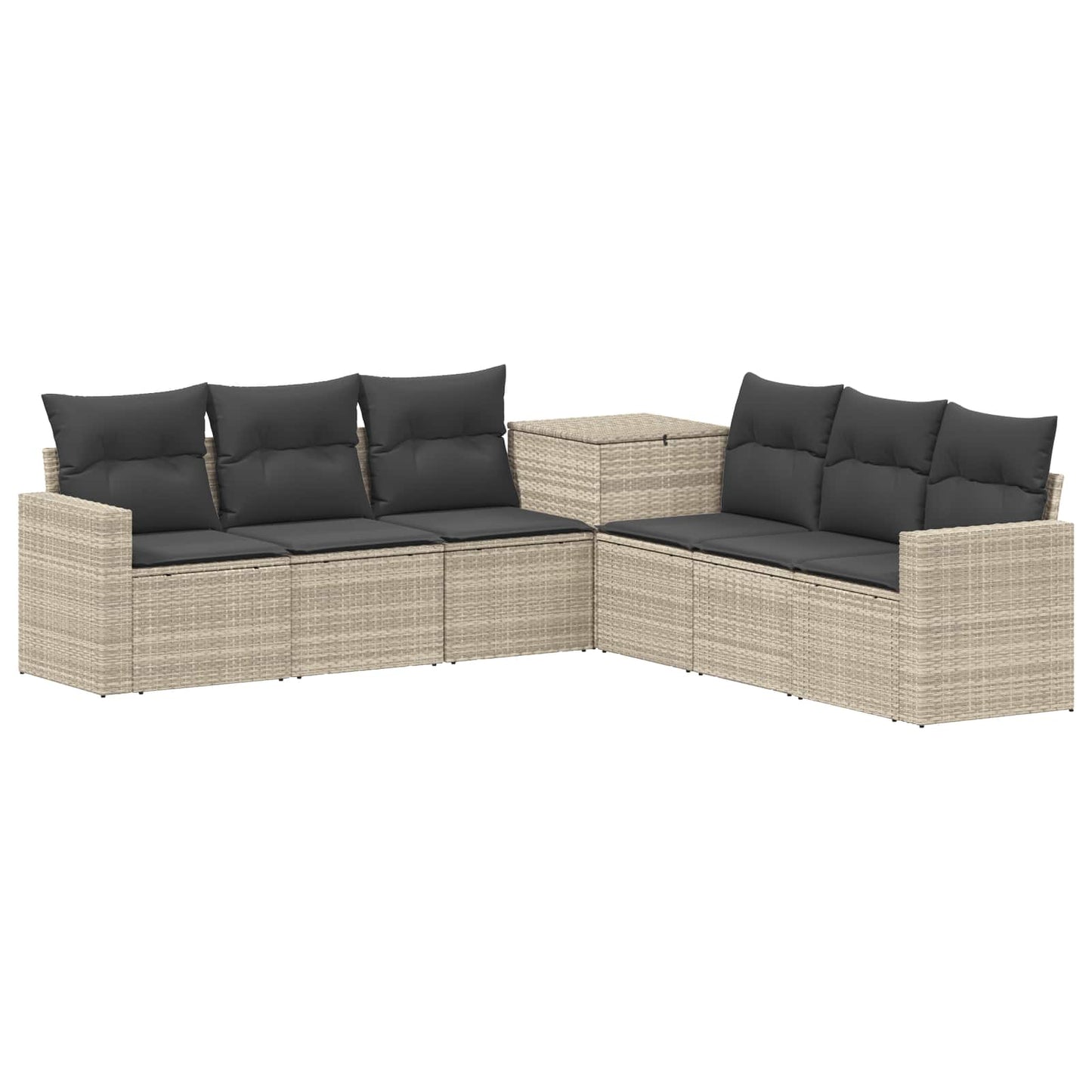 Bankstel 7 pcs Licht Grijs en Donker Grijs Poly Rattan en Staal is nu te koop bij PeponiXL, paradijselijk wonen!