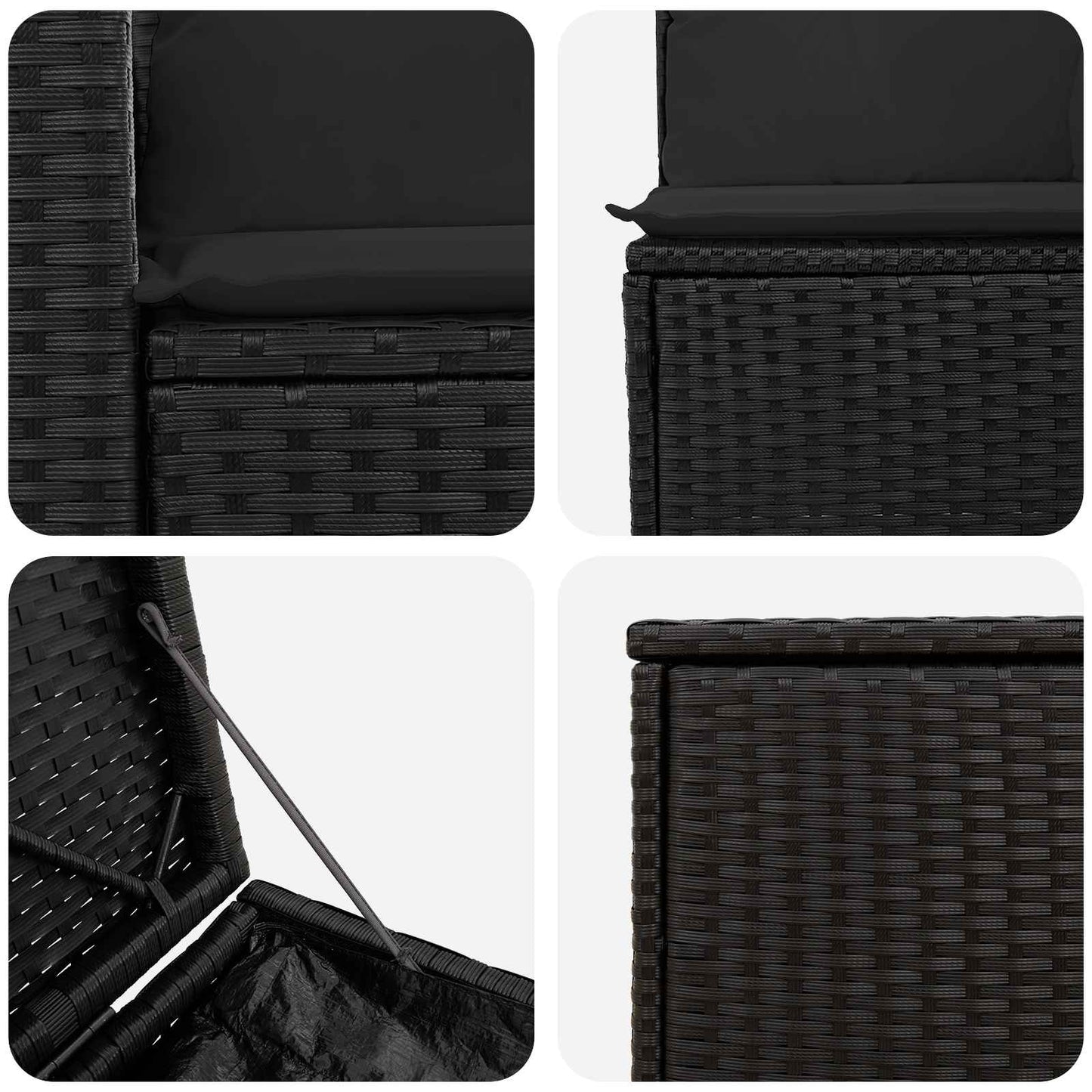 Bankstel 7 pcs Zwart Poly Rattan en Staal is nu te koop bij PeponiXL, paradijselijk wonen!