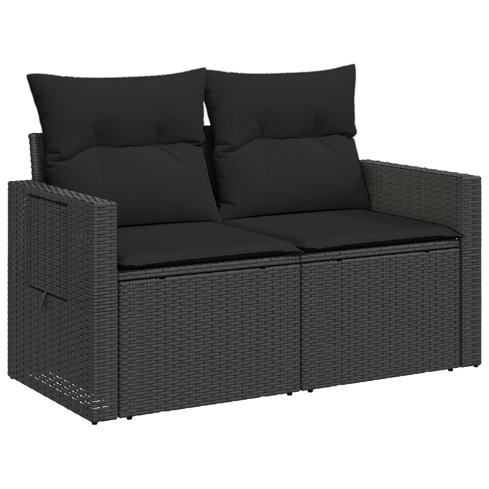 Bankstel 7 pcs Zwart Poly Rattan en Staal is nu te koop bij PeponiXL, paradijselijk wonen!