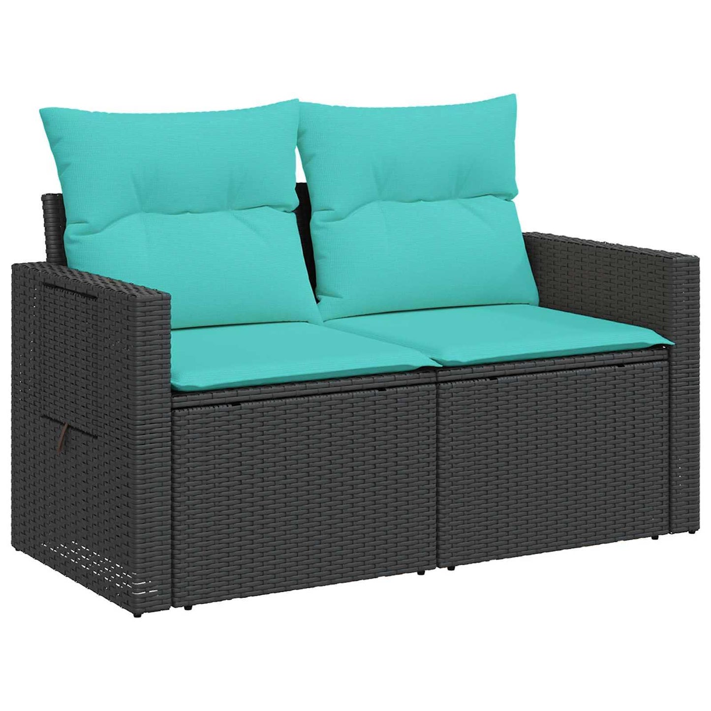 Bankstel 7 pcs Zwart en Blauw Poly Rattan en Staal is nu te koop bij PeponiXL, paradijselijk wonen!