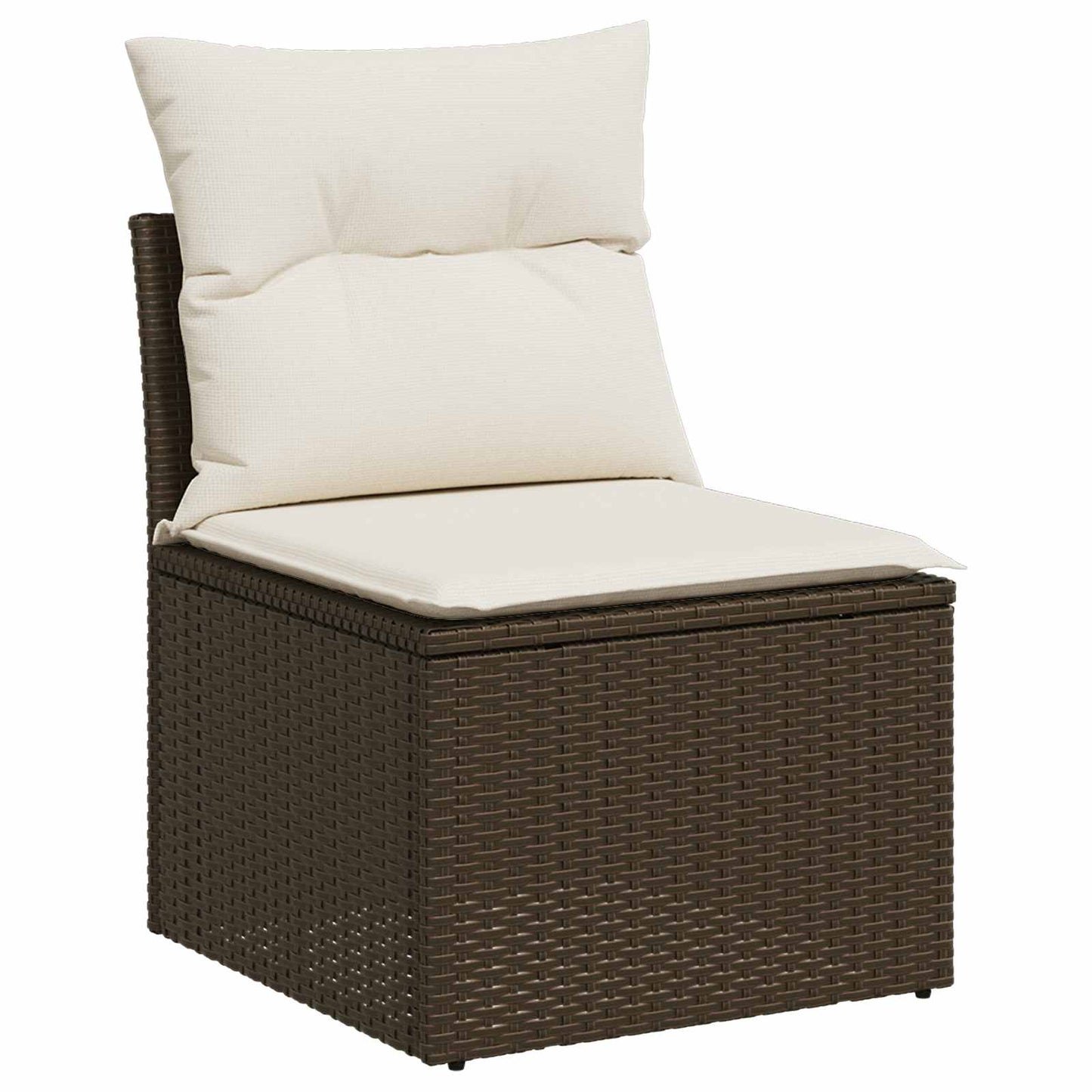 Bankstel 7 pcs Bruin en Crème Wit Poly Rattan en Staal is nu te koop bij PeponiXL, paradijselijk wonen!