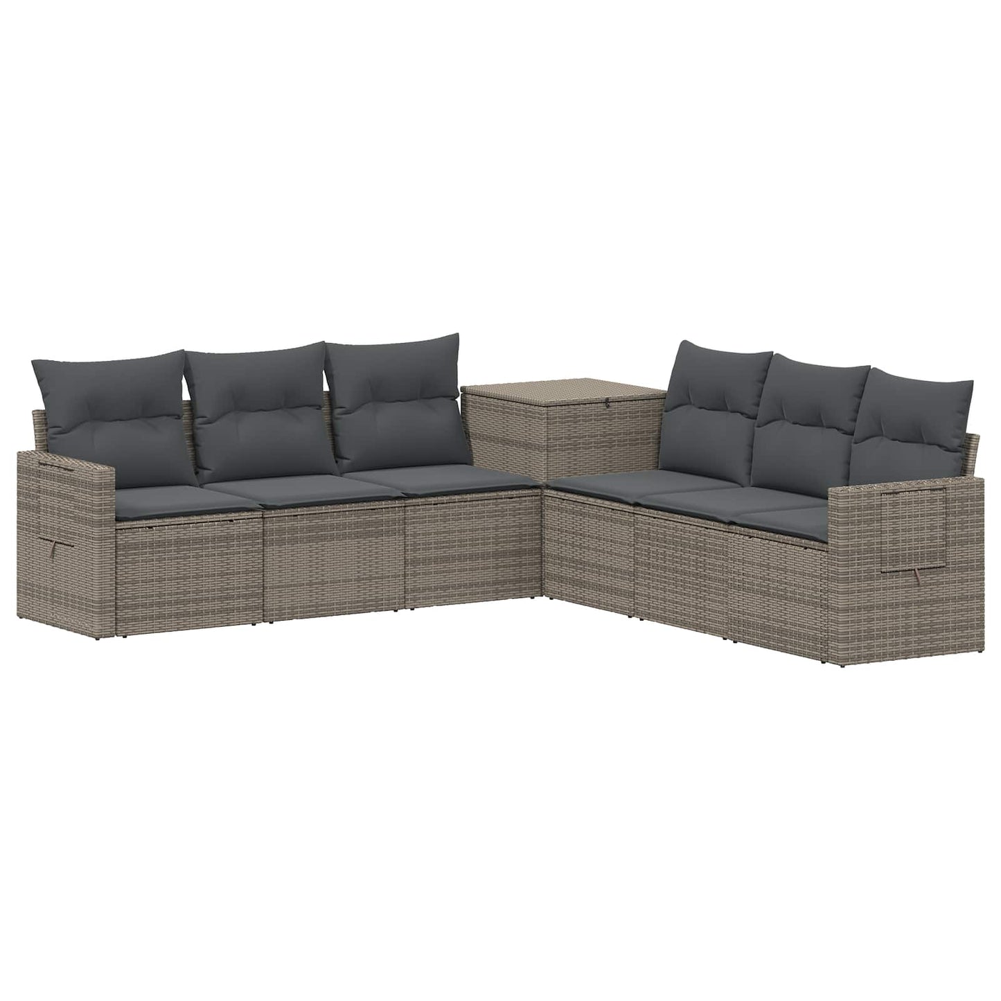 Bankstel 7 pcs Grijs en Donkergrijs Poly Rattan en Staal is nu te koop bij PeponiXL, paradijselijk wonen!