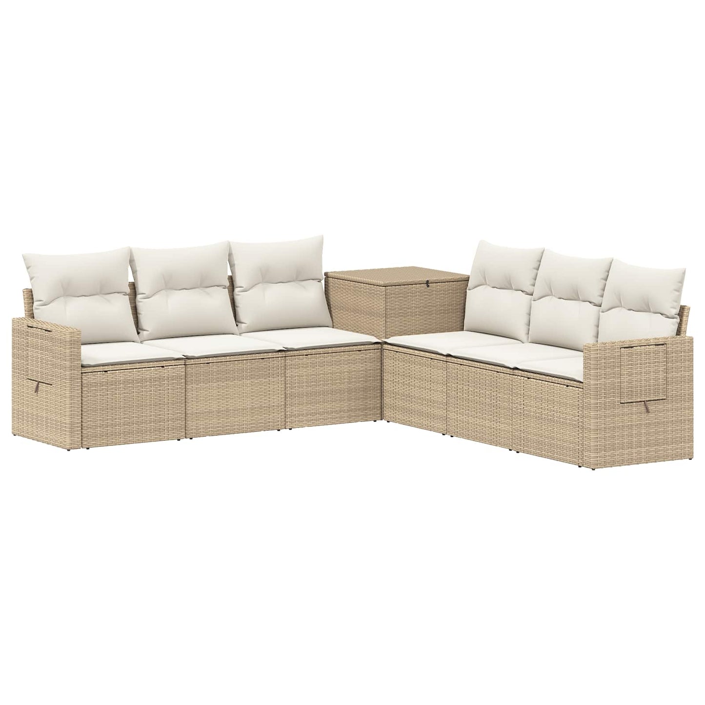 Bankstel 7 pcs Beige en Crème Wit Poly Rattan en Staal is nu te koop bij PeponiXL, paradijselijk wonen!