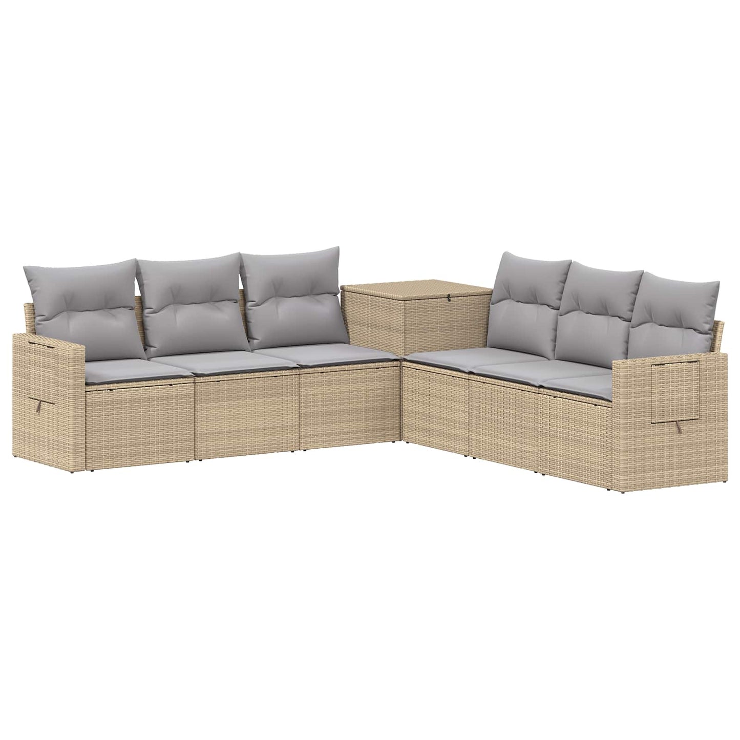Bankstel 7 pcs Beige en Licht Grijs Poly Rattan en Staal is nu te koop bij PeponiXL, paradijselijk wonen!